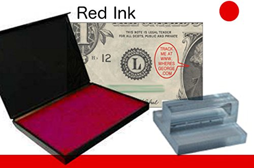 WHERE'S GEORGE? STAMP // Acrylic Dialog Balloon Stamp Set With RED Ink Pad // Acrylic WG Stamp With A Dialog Balloon Design (Classic Style Lettering) //